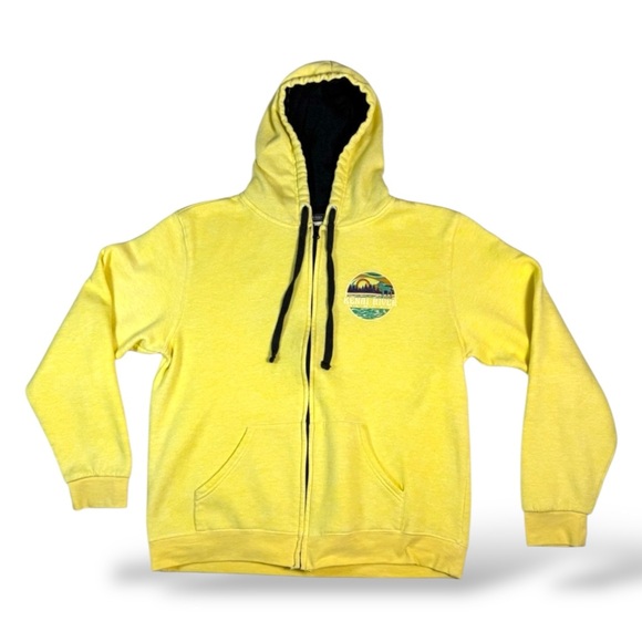 lone peak Tops - Kenai River Alaska Yellow Zip-Up Hoodie Unisex L Outdoors
A1